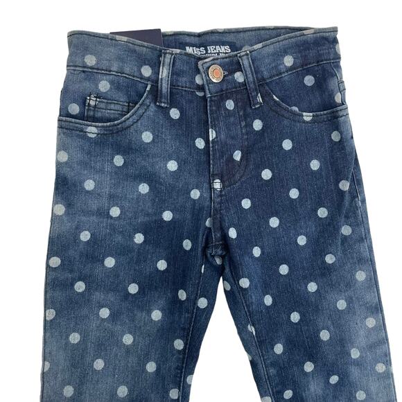 NWT Miss Jeans Distressed Polka Dot Denim Jean Girls 5 - Picture 2 of 6
